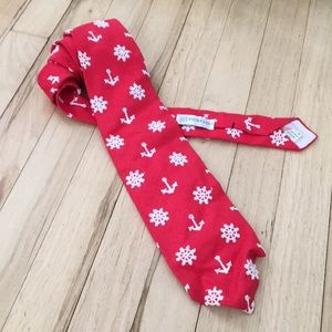 Vintage embroidered linen sailing tie